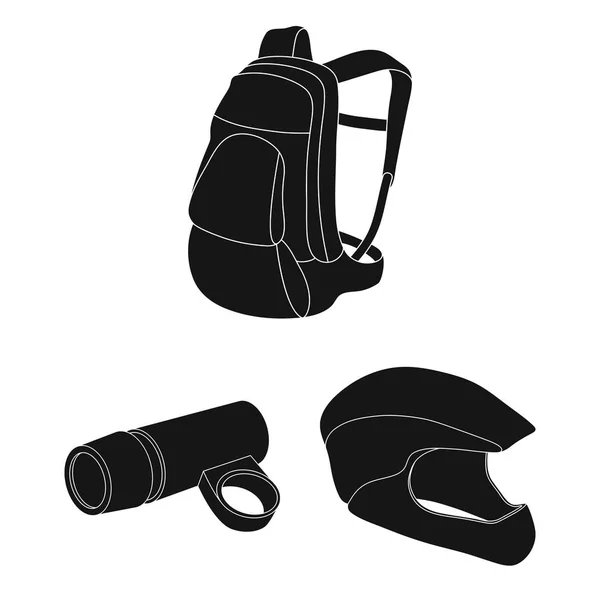 Traje de bicicleta iconos negros en la colección de conjuntos para el diseño. Bicicleta y herramienta vector símbolo stock web ilustración . — Archivo Imágenes Vectoriales