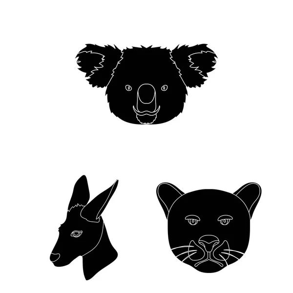 Set koleksiyonu tasarım için vahşi hayvan siyah simgeler. Mammal ve kuş sembol stok web illüstrasyon vektör. — Stok Vektör