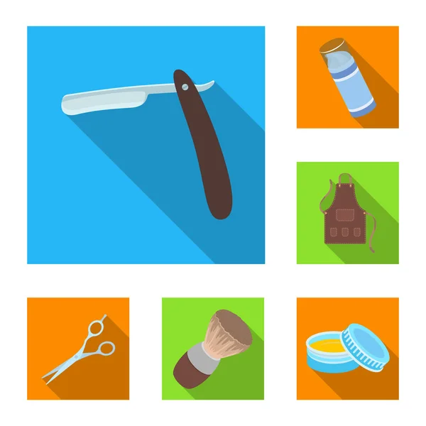 Barbershop en apparatuur platte pictogrammen in set collectie voor design. Kapsel en scheren symbool voorraad web vectorillustratie. — Stockvector