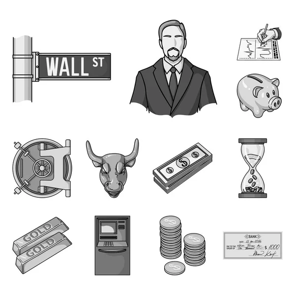 Dinheiro e Finanças ícones monocromáticos na coleção de conjuntos para design. Negócios e Sucesso símbolo vetorial ilustração web stock . — Vetor de Stock