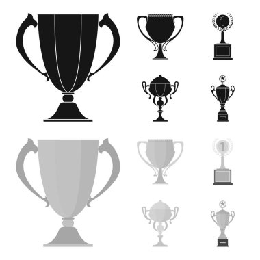 Set koleksiyonu tasarım için altın Kupası siyah, tek renkli simgeler. Kazananlar Kupası vektör simge stok web çizim.
