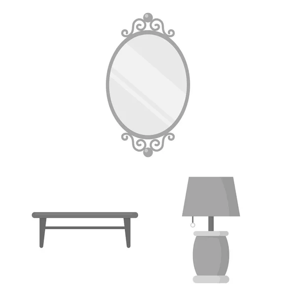 Muebles e interiores iconos monocromáticos en colección de conjuntos para el diseño.Muebles para el hogar vector símbolo stock web ilustración . — Vector de stock