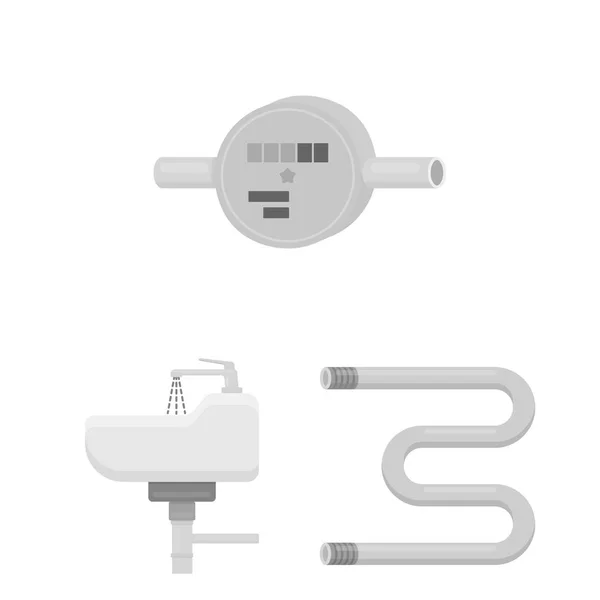 Plumbing, fitting monochrome icons in set collection for design. Equipment and tools vector symbol stock web illustration. — Stock Vector