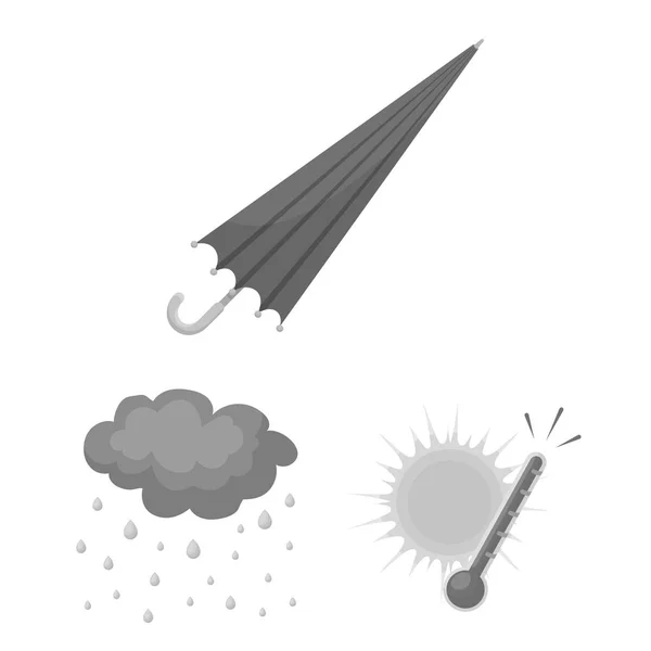 Diverse icone meteo monocromatiche nella collezione di set per il design.Segni e caratteristiche del vettore meteo simbolo stock web illustrazione . — Vettoriale Stock