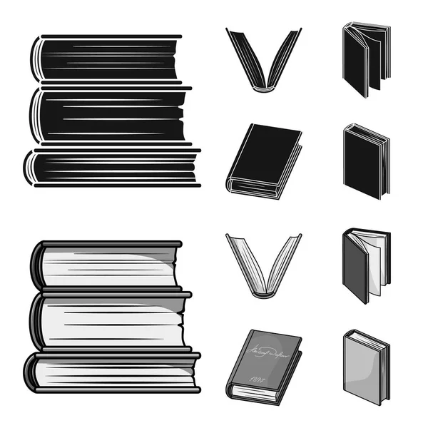 様々 な種類の本。黒, モノクロ スタイル ベクトル シンボル ストック イラスト web で書籍セットのコレクションのアイコン. — ストックベクタ