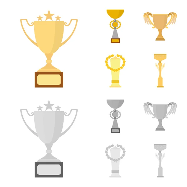 Gold Cup kreslený, monochromatické ikony v nastavení kolekce pro design. Vítězové poháru vektor symbol akcií web ilustrace. — Stockový vektor