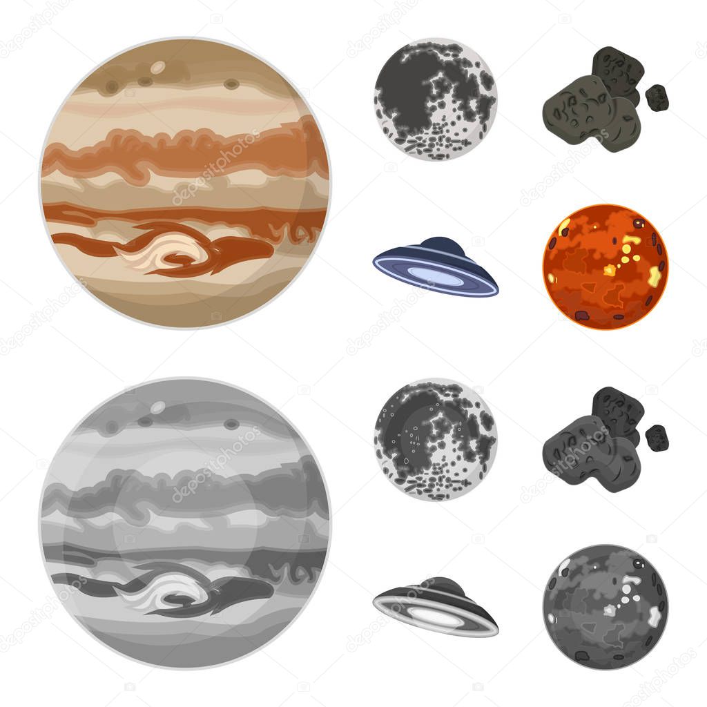 Moon, Venus of the planet of the solar system. Nil, a meteorite. Planets set collection icons in cartoon,monochrome style vector symbol stock illustration web.