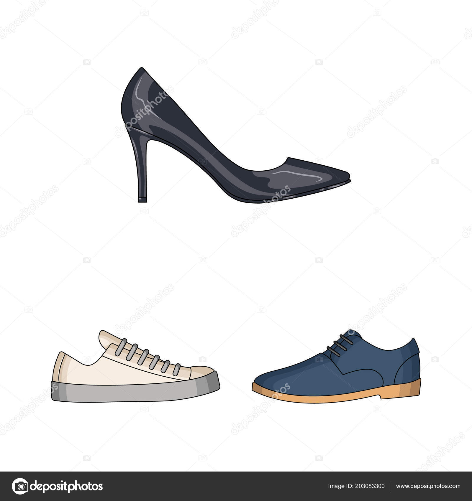 Different shoes cartoon icons in set collection for Men