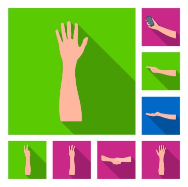 Jestler ve set koleksiyonu tasarım için onların anlamı düz simgeler. Duygusal iletişim vektör simge stok web illüstrasyon parçası.