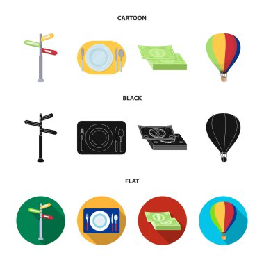 Tatil, seyahat, işaretçi, yol, gezinti. Dinlenmek ve çizgi film, siyah, düz stil vektör simge stok çizim web küme koleksiyon simgeler seyahat.