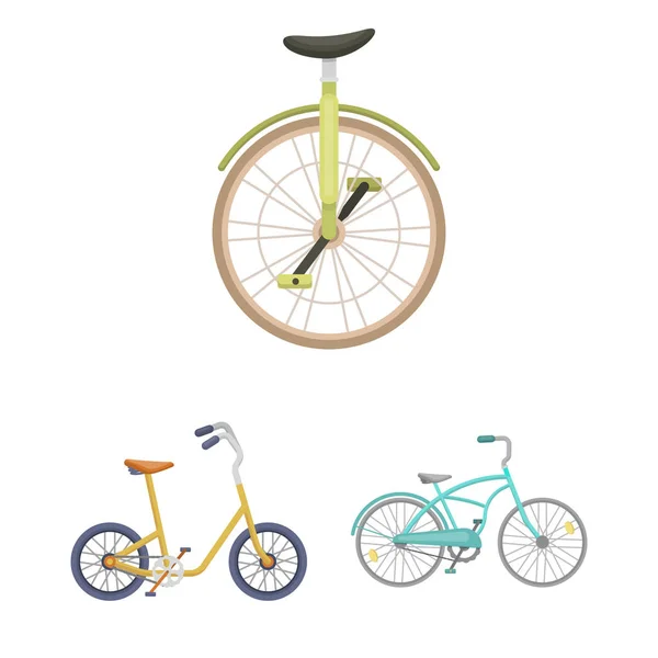 Varios iconos de dibujos animados de bicicletas en la colección de conjuntos para el diseño. El tipo de vector de transporte símbolo stock web ilustración . — Archivo Imágenes Vectoriales