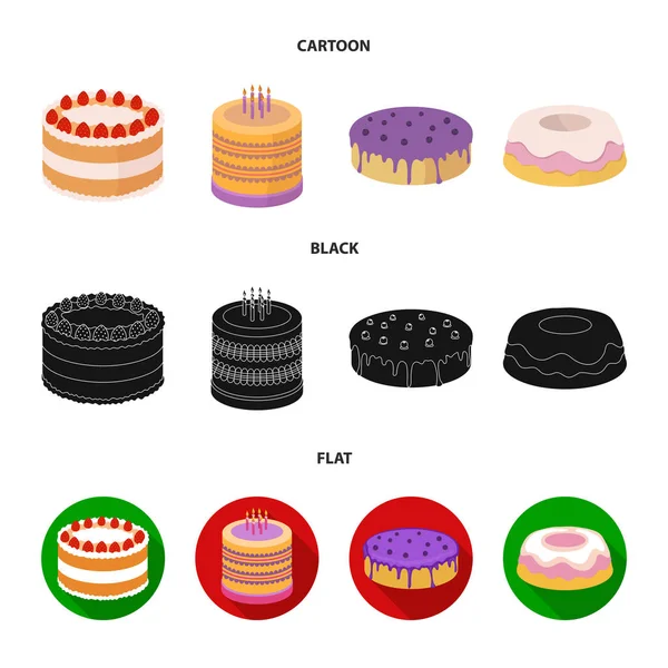 Édesség, desszert, krém, melaszt. Sütemények ország készlet gyűjtemény ikonok-ban rajzfilm, fekete, lapos stílusú vektor szimbólum stock illusztráció web. — Stock Vector