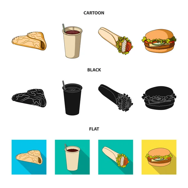 Fast, meal, eating and other web icon in cartoon, black, flat style.Pancakes, flour, products, icons in set collection . — стоковый вектор