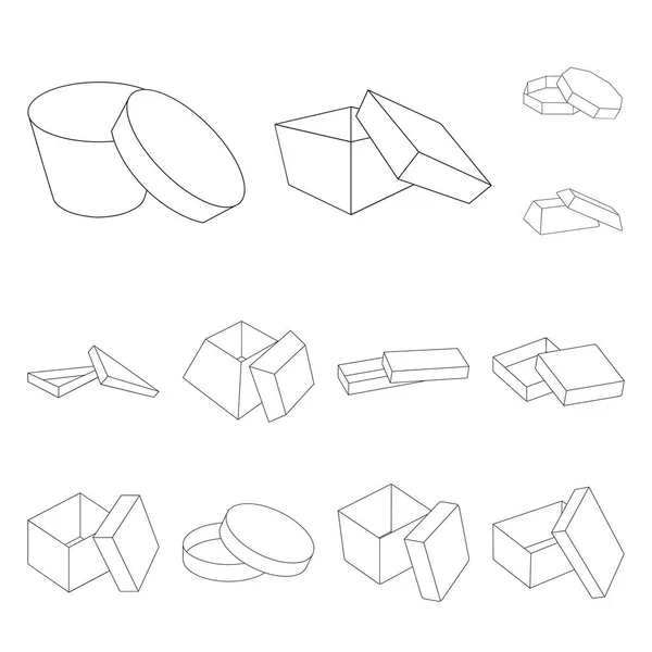 Diferentes caixas delinear ícones na coleção de conjuntos para design.Packing caixa vetor símbolo web ilustração . — Vetor de Stock