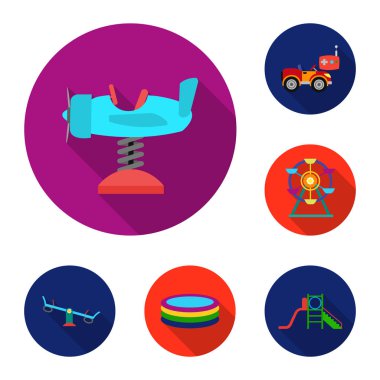 Bahçesi, eğlence düz set koleksiyonu tasarım için simgeler. Sembol stok web illüstrasyon vektör cazibe ve ekipman.