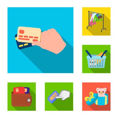 E-ticaret ve iş düz simgeler set koleksiyonu tasarım için. Alış ve satış vektör simge stok web çizimi.