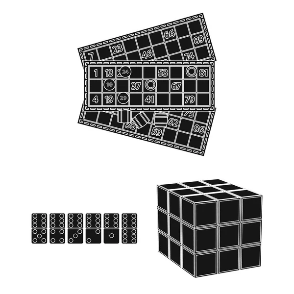 Bordspel zwarte pictogrammen in set collectie voor design. Spel en entertainment symbool voorraad web vectorillustratie. — Stockvector