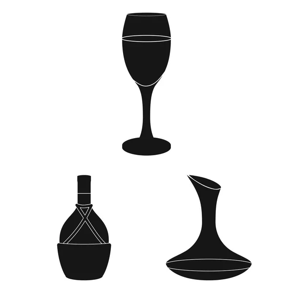 Produits vitivinicoles icônes noires en set collection pour le design. Matériel et production de vin vecteur symbole stock illustration web . — Image vectorielle