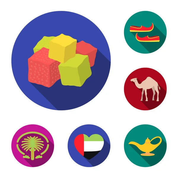 阿联酋国家统一设计集合中的平面图标。旅游与吸引力矢量符号股票网站插图. — 图库矢量图片