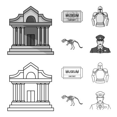 Resim, lahit Firavun, telsiz, taç. Müzesi toplama simgeler anahat, tek renkli stil vektör simge stok çizim web ayarla..