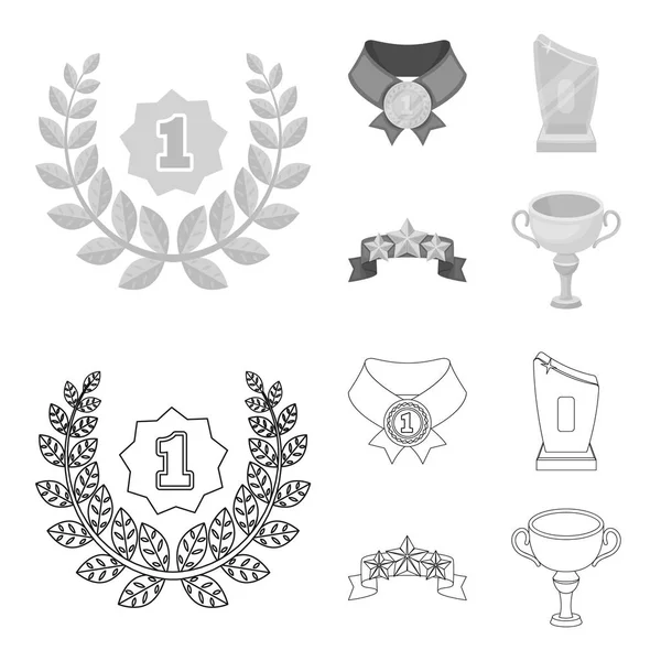 Kazanan için rekabet, Kristal Ödülü, yıldız ile bir şerit, bir madalya kırmızı şerit üzerinde ilk etapta. Ödülleri ve kupa toplama simgeler anahat, tek renkli stil vektör simgesi ayarla