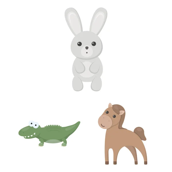 De pictogrammen van een onrealistisch dierlijk beeldverhaal in set collectie voor design. Speelgoed dieren vector symbool voorraad web illustratie. — Stockvector
