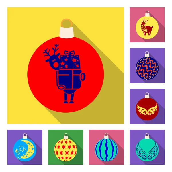 Kugeln zur Dekoration flache Symbole in Set Kollektion für design.christmas balls Vektor Symbol Stock Web Illustration. — Stockvektor