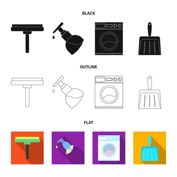 Cleaning and maid black, flat, outline icons in set collection for design. Оборудование для очистки векторного символа . — стоковый вектор