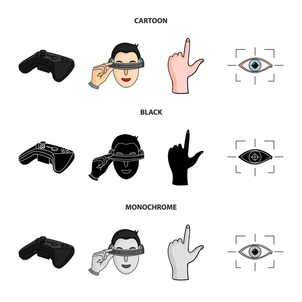 Virtual, reality, helmet, computer, technology, .Virtual reality set collection icons in cartoon,black,monochrome style vector symbol stock illustration web. — Stock Vector