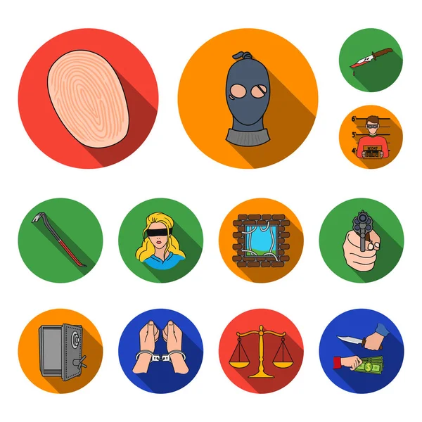 Crime et punition icônes plates dans la collection de jeu pour le design.Criminal vector symbol stock web illustration . — Image vectorielle