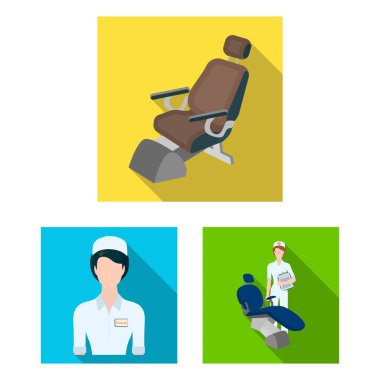 İlaç ve tedavi düz simgeler set koleksiyonu tasarım için. Hastane ve ekipman sembol stok web illüstrasyon vektör.