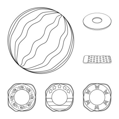 Set koleksiyonu tasarım için simgeleri dış çizgili çok renkli Yüzme daire. Farklı lifebuoysvector sembol stok web çizimi.