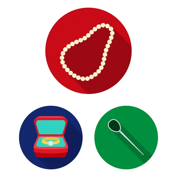 Joyería y accesorios iconos planos en la colección de conjuntos para el diseño.Decoración vector símbolo stock web ilustración . — Vector de stock