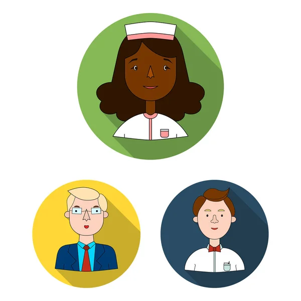 People of different professions flat icons in set collection for design. Worker and specialist vector symbol stock web illustration.
