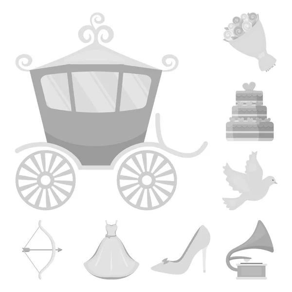 Matrimonio e attributi icone monocromatiche nella collezione set per il design.Sposi e accessori simbolo vettore stock web illustrazione . — Vettoriale Stock