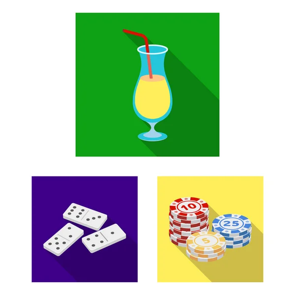 Casino y juegos de azar iconos planos en la colección de conjuntos para el diseño. Casino y equipo vector símbolo stock web ilustración . — Archivo Imágenes Vectoriales