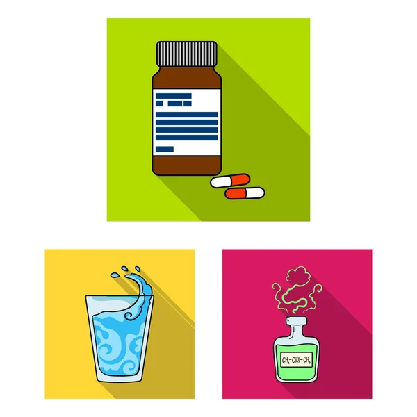 Iconos planos de diabetes en la colección de conjuntos para el diseño. Tratamiento de la diabetes vector símbolo stock web ilustración . — Vector de stock