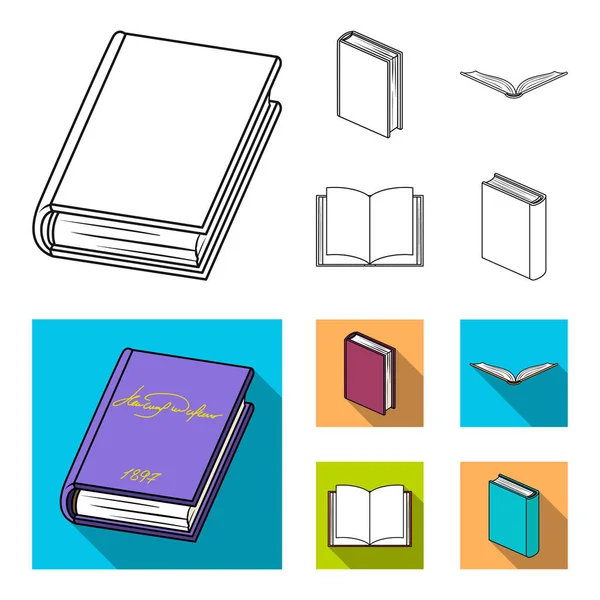 Verschiedene Arten von Büchern. Bücher setzen Sammlung Symbole in Umriss, flachen Stil Vektor Symbol Stock Illustration Web. — Stockvektor