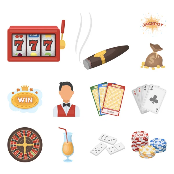 Casino Juegos Azar Iconos Dibujos Animados Colección Conjuntos Para Diseño — Archivo Imágenes Vectoriales