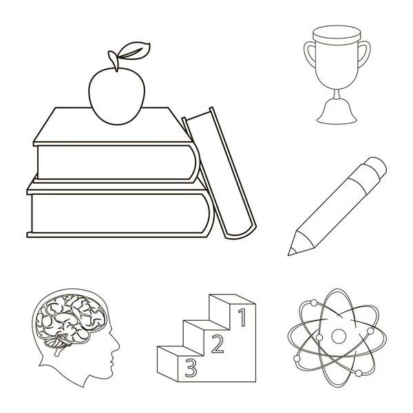 School and education outline icons in set collection for design.College, equipment and accessories vector symbol stock web illustration. Royalty Free Stock Vectors