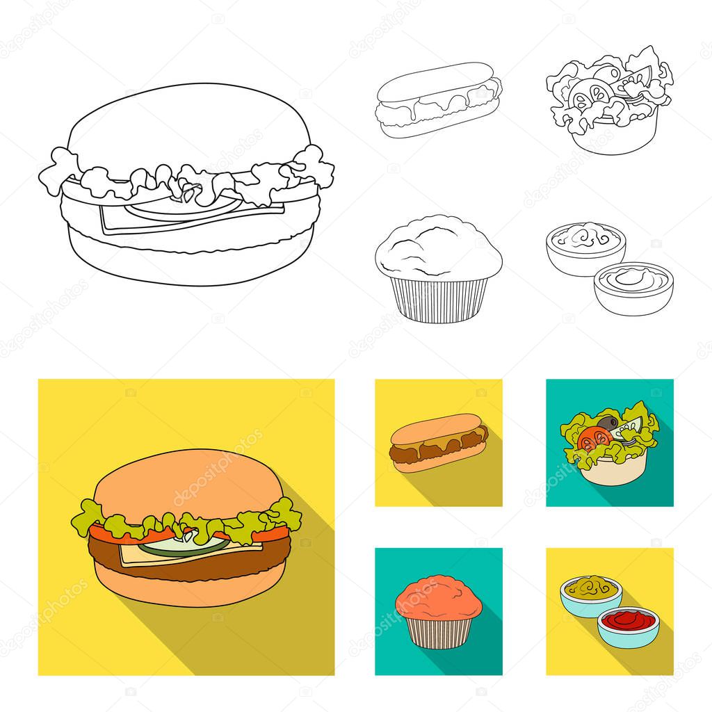 Food, rest, refreshments, and other  icon in outline,flat style.Cake, biscuit, cream icons in set collection