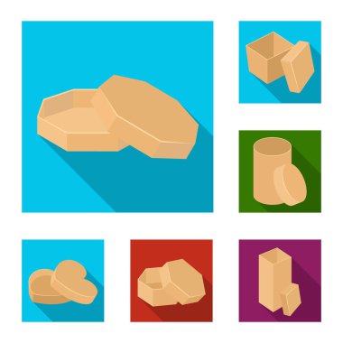 Farklı kutular set koleksiyonu tasarım için simgeleri düz. Ambalaj kutusu vektör simge stok web çizim.