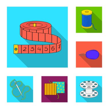 Dikiş, atelier düz simgeler toplama tasarımı için ayarlayın. Araç kiti vektör simge stok web çizim.