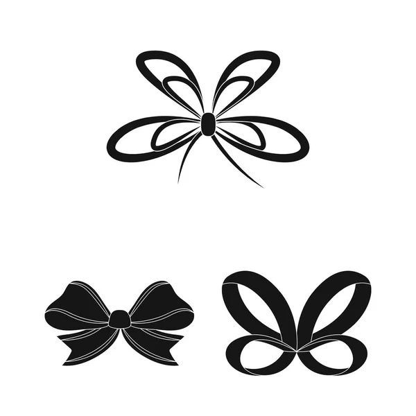 Arcos multicolores iconos negros en la colección de conjuntos para design.Bow para la decoración vector símbolo stock web ilustración . — Vector de stock