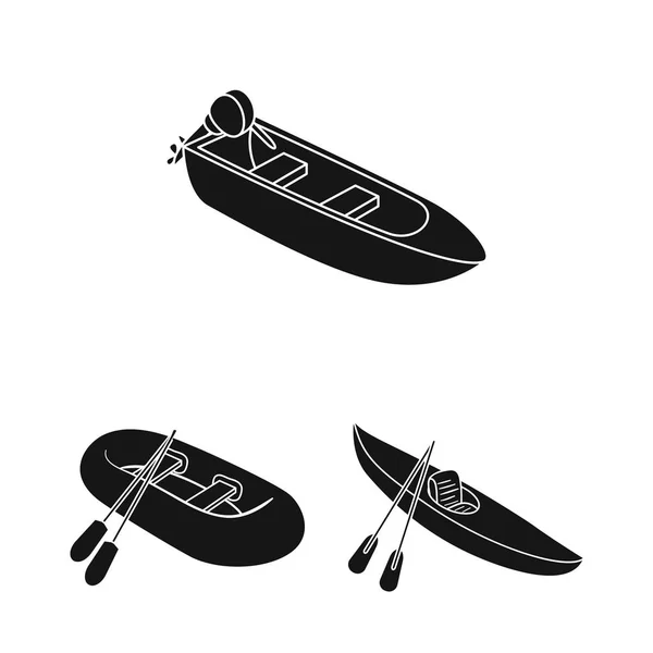 Ícones pretos de transporte de água e mar na coleção de conjuntos para design. Uma variedade de barcos e navios símbolo vetorial ilustração web . — Vetor de Stock