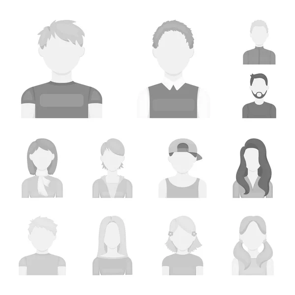 Avatar und Gesicht monochromen Symbolen in Set-Sammlung für das Design. eine person erscheinung vektor symbol stock web illustration. — Stockvektor