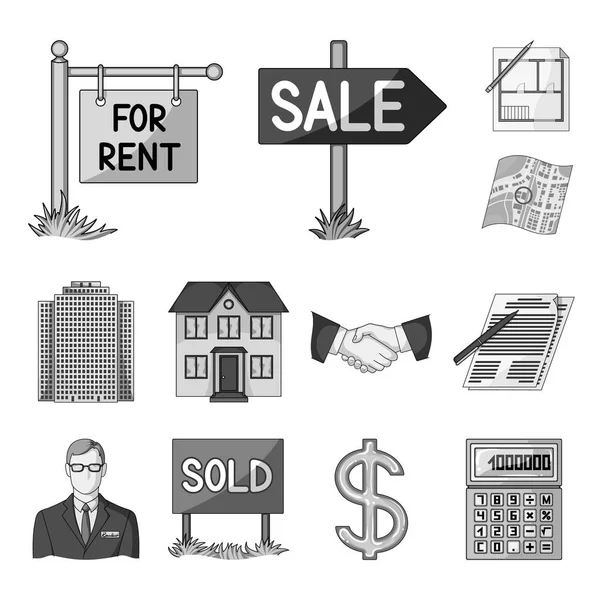 Nieruchomości, Agencja monochromatyczne ikony w kolekcja zestaw do projektowania. Kupno i sprzedaż nieruchomości wektorowego symbol zasobów sieci web. — Wektor stockowy