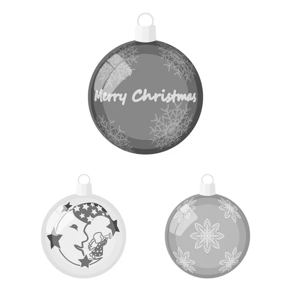 Bollar för dekoration svartvita ikoner i set insamling för design. Christmas bollar vektor symbol lager web illustration. — Stock vektor