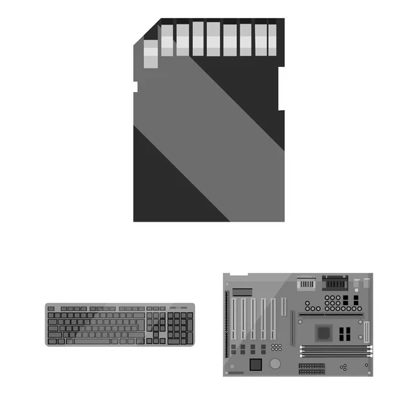 Ícones monocromáticos de computador pessoal na coleção de conjuntos para design. Equipamento e acessórios símbolo vetorial ilustração web stock . — Vetor de Stock
