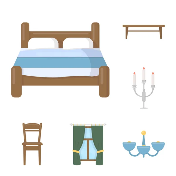 Iconos de dibujos animados de muebles e interiores en la colección de conjuntos para el diseño.Home muebles vector símbolo stock web ilustración . — Vector de stock